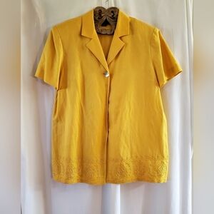 Cynthia Howie for Maggy Boutique Women's Linen Blend Jacket Size 14 Embroidered